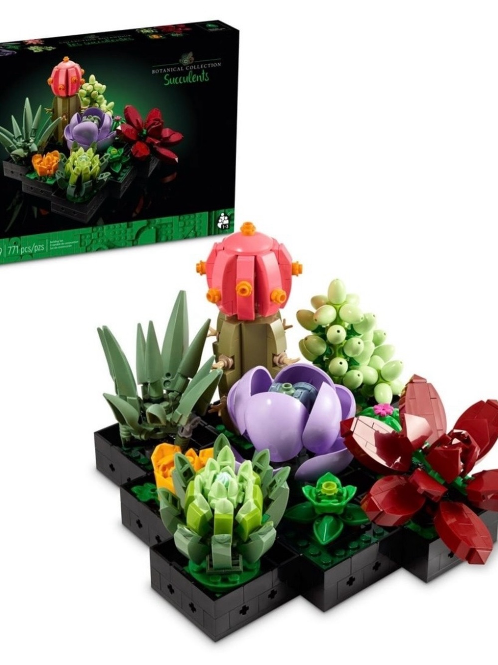 LEGO Icons Succulents, 5" Artificial Plant, Multicolor, Plastic, for Home Decor